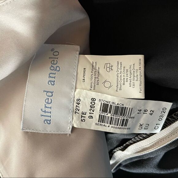 Alfred Angelo One Shoulder Tan and Black Dress - Picture 7 of 8